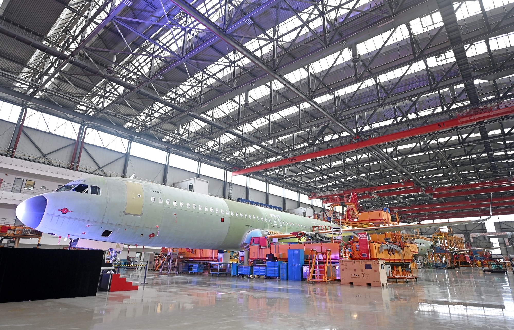 图:空中客车A320系列飞机亚洲总装线投产其首架空客A321飞机 空客供图